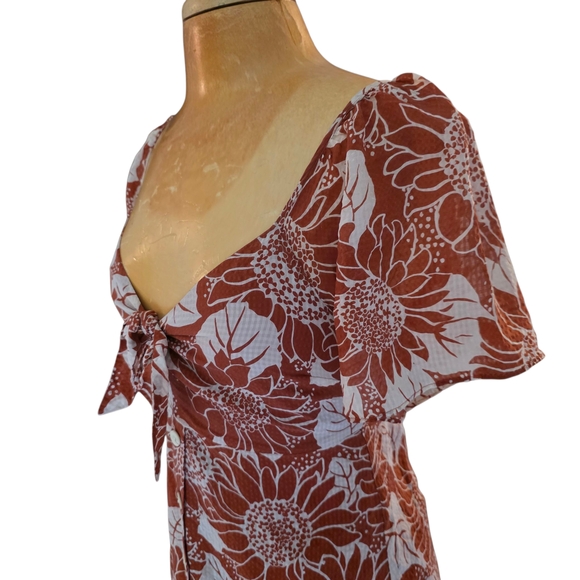Silk Tie-Front Mini Dress in Sunflower - Picture 11 of 12